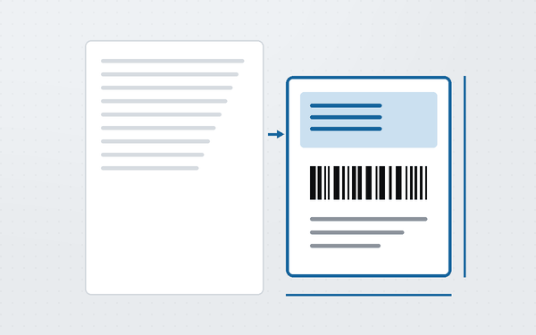 Diagram of a four by six inch shipping label being cropped out of a larger A4 page