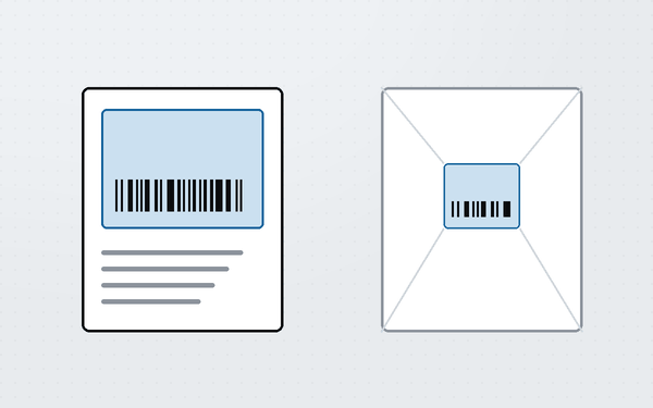 Diagram comparing a correctly sized shipping label with the same label shrunk by page fitting