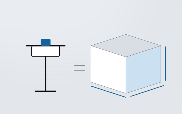 Diagram comparing a light item on a scale with the larger box it ships in deciding the billed weight