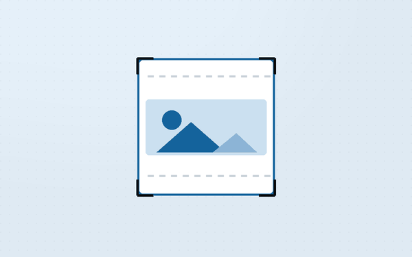 Diagram of a landscape product photo being padded into a square frame instead of stretched
