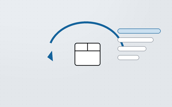 Diagram of a parcel arrow curving back towards a warehouse, with the cost items of a return stacked beside it