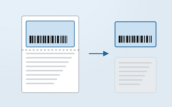 Diagram of a Flipkart label page with the shipping label kept and the invoice section below it trimmed away