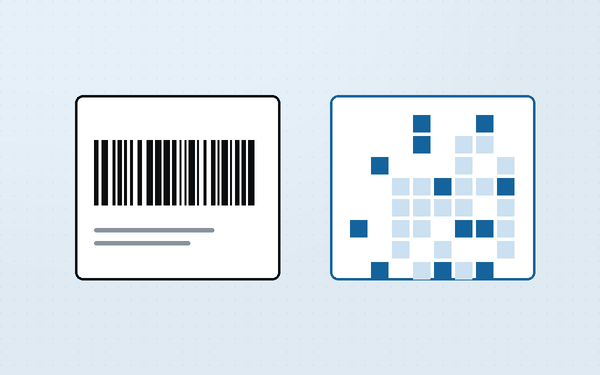 Diagram comparing an internal stock barcode with a retail product barcode side by side